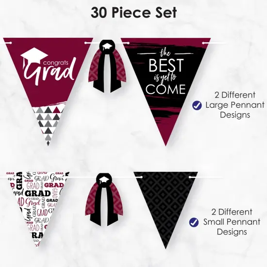 Big Dot of Happiness 30 Piece Maroon Graduation Party Pennant Triangle Banner {6}