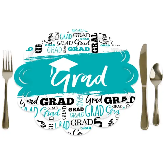 Big Dot of Happiness Teal Grad - Best is Yet to Come - Turquoise Graduation Party Round Table Decorations - Paper Chargers - Place Setting For 12 {1}