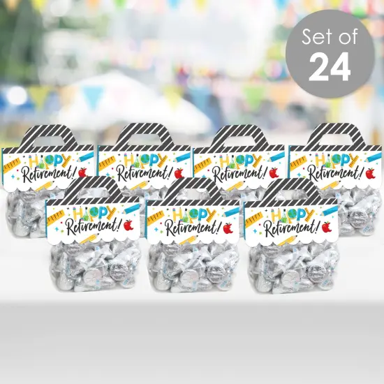 Big Dot of Happiness Teacher Retirement - DIY Happy Retirement Party Clear Goodie Favor Bag Labels - Candy Bags with Toppers - Set of 24 {3}