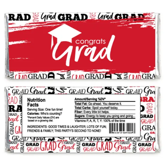 Big Dot of Happiness Red Grad - Best is Yet to Come - Candy Bar Wrapper RedGraduation Party Favors - Set of 24 {3}