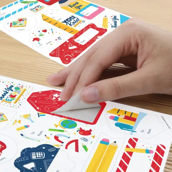 Big Dot of Happiness Thank You Teachers - Assorted Teacher Appreciation Gift Tag Labels - To and From Stickers - 12 Sheets - 120 Stickers {6}