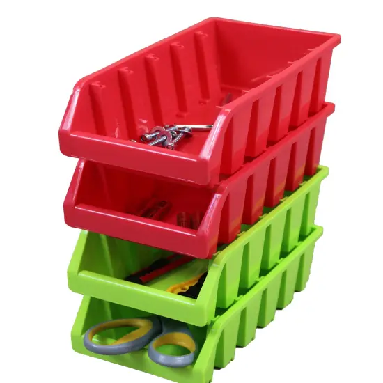 Plastic Storage Stacking Bins Red and Green {3}