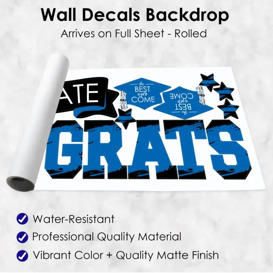 Big Dot of Happiness Blue Graduation Party Photo Backdrop - Wall Decals {7}