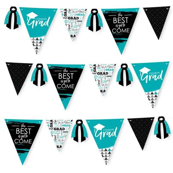 Big Dot of Happiness 30 Piece Teal Graduation Party Pennant Triangle Banner {1}