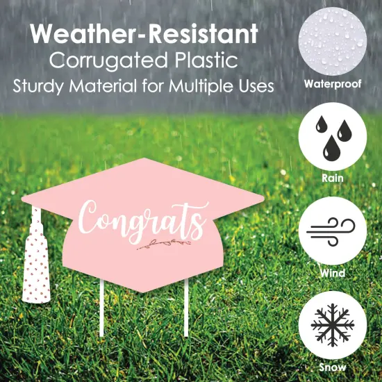 Big Dot of Happiness Rose Gold Graduation Lawn Decorations - 10 Piece {6}