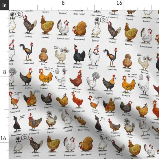 Various Fabrics by the Yard or Fat Quarter Chickens World Chicken Illustration Cute Rooster Modern Farmhouse Farm Animal Shabby Chic Kitchen Livestock Custom Printed Fabric by Spoonflower {2}