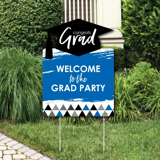 Big Dot of Happiness Blue Graduation Party Decorations - Grad Party Welcome Yard Sign {1}