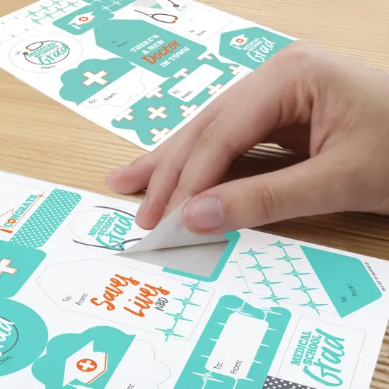 Big Dot of Happiness Medical School Grad - Assorted Doctor Graduation Party Gift Tag Labels - To and From Stickers - 12 Sheets - 120 Stickers {6}