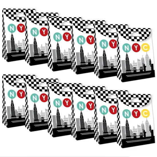 Big Dot of Happiness NYC Cityscape - New York City Gift Favor Bags - Party Goodie Boxes - Set of 12 {6}