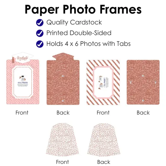 Big Dot of Happiness Rose Gold Grad - Graduation Party 4x6 Picture Display - Paper Photo Frames - Set of 12 {6}