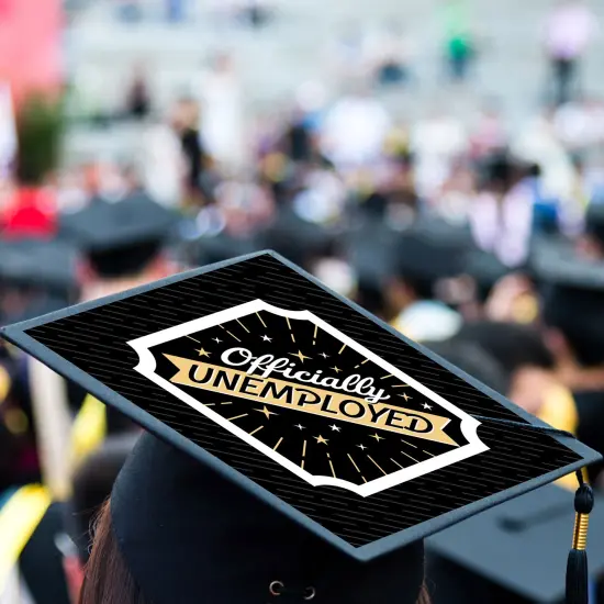 Big Dot of Happiness Officially Unemployed - Graduation Cap Decorations Kit - Grad Cap Cover {4}