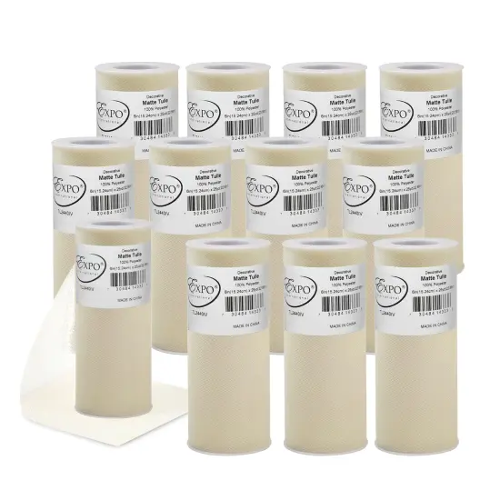 Pack of 12 Decorative Matte Tulle Spool of 6 Inch X 25 Yards Ivory {1}