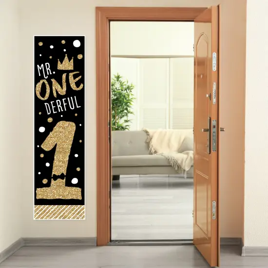 Big Dot of Happiness 1st Birthday Little Mr. Onederful - Boy First Birthday Party Front Door Decoration - Vertical Banner {7}
