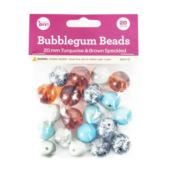 CousinDIY Bubblegum Bead 20mm 20/Pkg-Turquoise Brown Speckled {1}