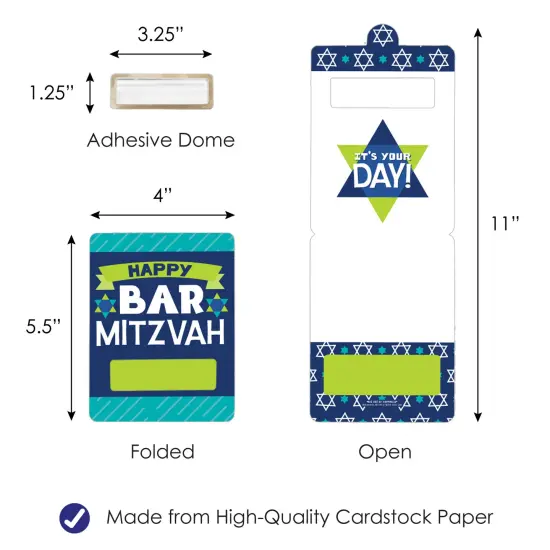 Big Dot of Happiness Blue Bar Mitzvah - DIY Assorted Boy Cash Holder Gift - Funny Money Cards - Set of 6 {6}