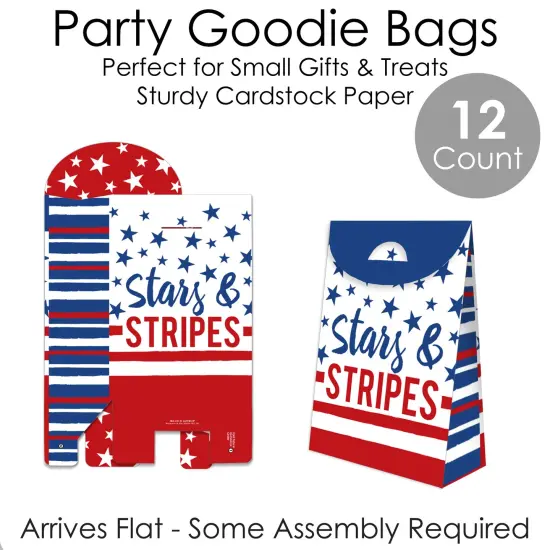 Big Dot of Happiness Stars & Stripes - Patriotic Gift Favor Bags - Party Goodie Boxes - Set of 12 {7}