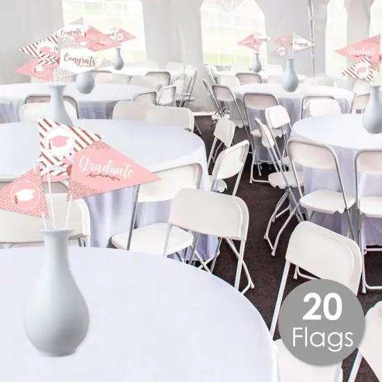 Big Dot of Happiness Rose Gold Grad - Triangle Graduation Party Photo Props - Pennant Flag Centerpieces - Set of 20 {3}