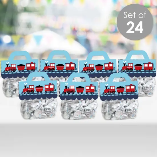 Big Dot of Happiness Railroad Party Crossing DIY Steam Train Birthday Party or Baby Shower Clear Goodie Favor Bag Labels Candy Bags with Toppers 24 Ct {3}