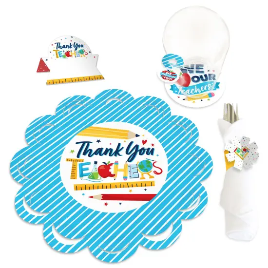 Big Dot of Happiness Thank You Teachers - Teacher Appreciation Paper Charger and Table Decorations - Chargerific Kit - Place Setting for 8 {1}