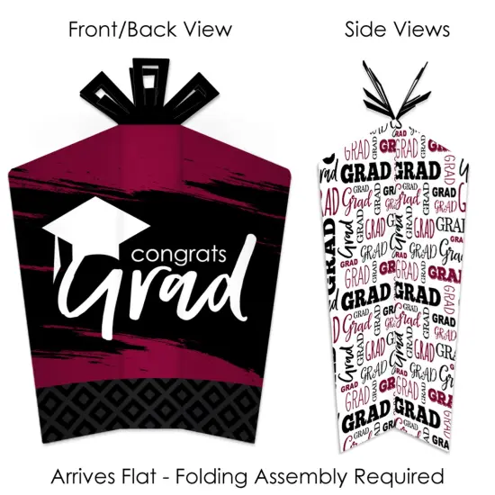 Big Dot of Happiness Maroon Graduation Table Decorations - Party Fold and Flare Centerpieces - 10 Count {4}
