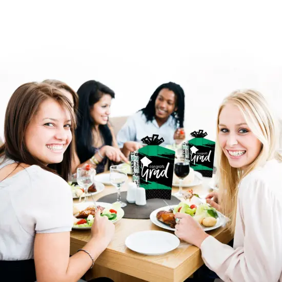 Big Dot of Happiness Green Graduation Table Decorations - Party Fold and Flare Centerpieces - 10 Count {7}