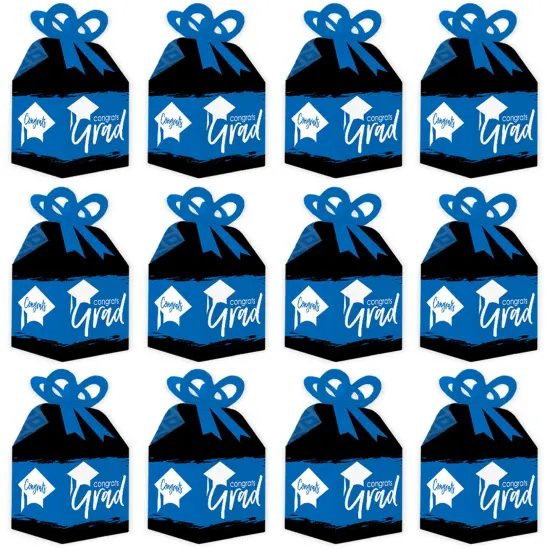 Big Dot of Happiness Blue Grad - Best is Yet to Come - Square Favor Gift Boxes -Royal Blue Graduation Party Bow Boxes - Set of 12 {6}