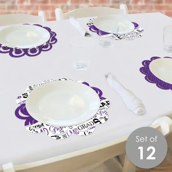 Big Dot of Happiness Purple Grad - Best is Yet to Come - Purple Graduation Party Round Table Decorations - Paper Chargers - Place Setting For 12 {3}
