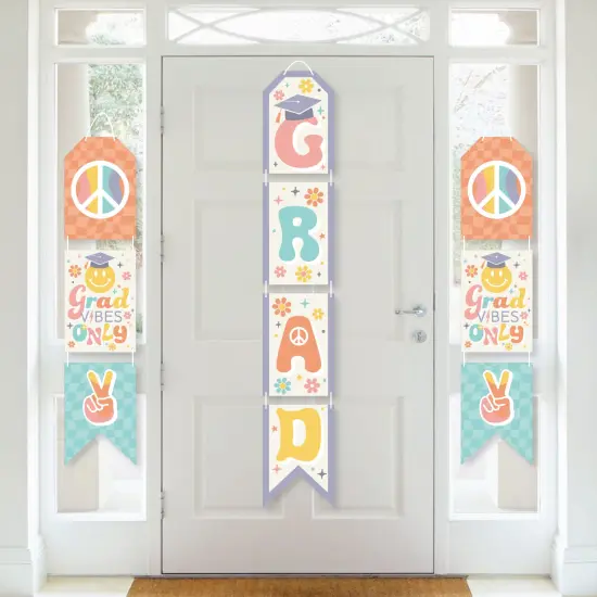 Big Dot of Happiness Groovy Grad - Hanging Vertical Paper Door Banners - Hippie Graduation Party Wall Decoration Kit - Indoor Door Decor {1}