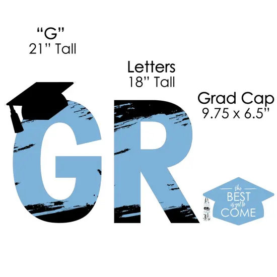 Big Dot of Happiness Light Blue Graduation Party Yard Signs - Outdoor Lawn Decorations - GRAD {7}