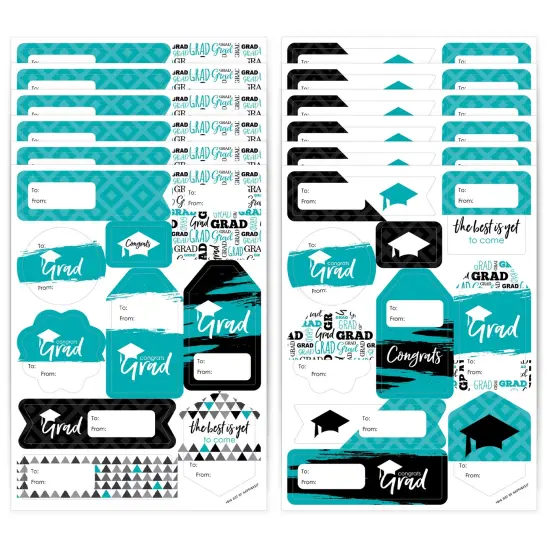 Big Dot of Happiness Teal Grad Best is Yet to Come Assorted Turquoise Graduation Party Gift Tag Labels To and From Stickers 12 Sheets 120 Stickers {1}