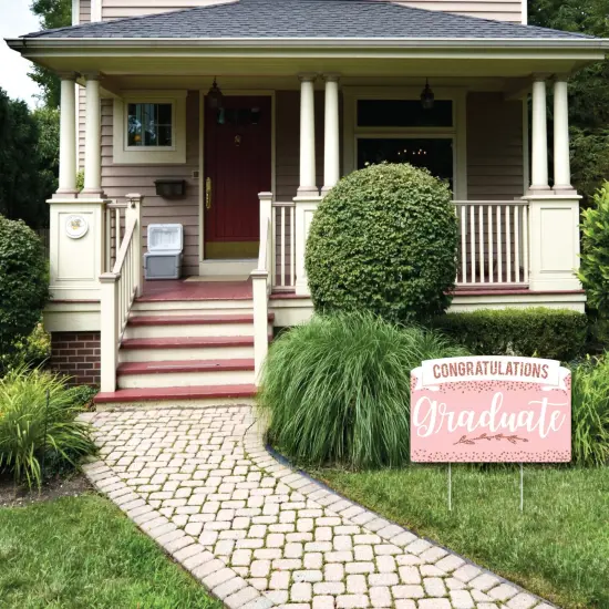 Big Dot of Happiness Rose Gold Grad - Graduation Party Yard Sign Lawn Decorations - Congratulations Party Yardy Sign {4}