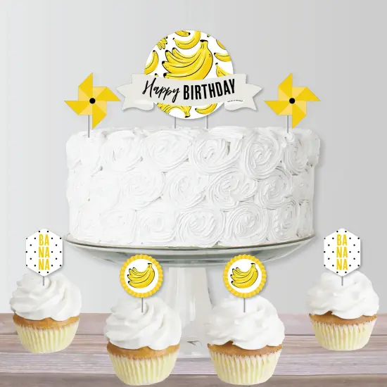 Big Dot of Happiness Let's Go Bananas - Tropical Birthday Party Cake Decorating Kit - Happy Birthday Cake Topper Set - 11 Pieces {6}