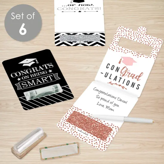 Big Dot of Happiness Assorted Graduation - DIY Graduation Cash Holder Gift - Funny Money Cards - Set of 6 {4}