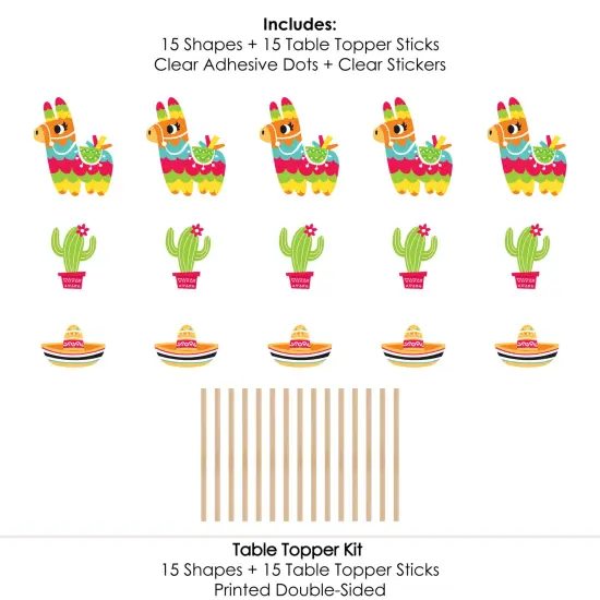 Big Dot of Happiness Pinata Party - Colorful Fiesta Centerpiece Sticks - Table Toppers - Set of 15 {7}
