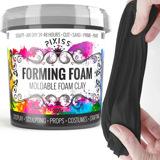 Pixiss Foam Clay Air Dry Modeling Clay 300 Gram Black - Moldable Cosplay Soft Clay {1}