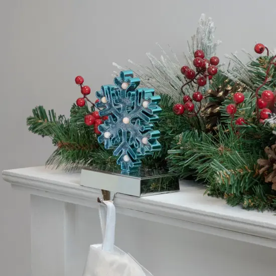Northlight LED Lighted Glitter Snowflake Christmas Stocking Holder - 7" - Blue {3}