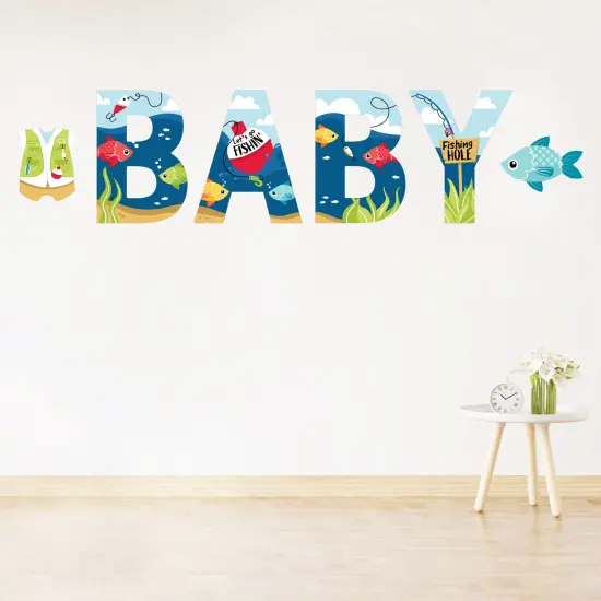 Big Dot of Happiness Let's Go Fishing - Peel and Stick Fish Themed Baby Shower Standard Banner Wall Decals - Baby {1}