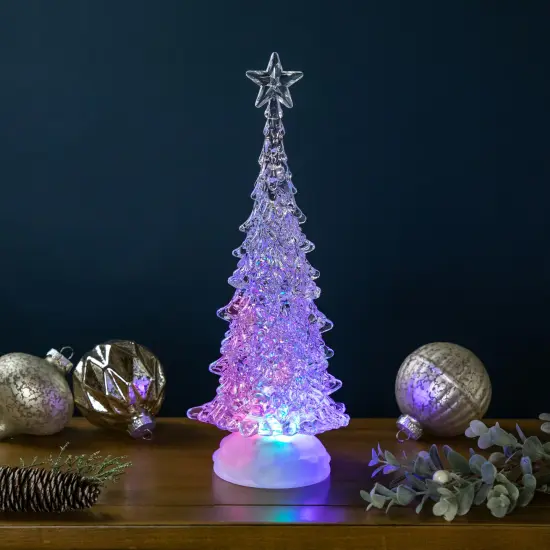 Northlight LED Lighted Acrylic Christmas Tree with Star Decoration - 12" - Multicolor Lights Clear {1}