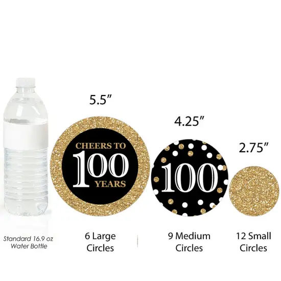 Big Dot of Happiness Adult 100th Birthday - Gold - Birthday Party Giant Circle Confetti - Party Decorations - Large Confetti 27 Count {4}