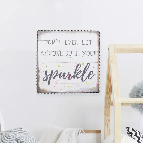 Northlight Metal Framed "Don't Ever Let Anyone Dull Your Sparkle" Canvas Wall Art 12" White {3}