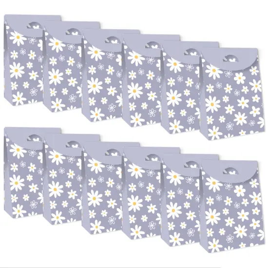 Big Dot of Happiness Purple Daisy Flowers - Floral Gift Favor Bags - Party Goodie Boxes - Set of 12 {6}