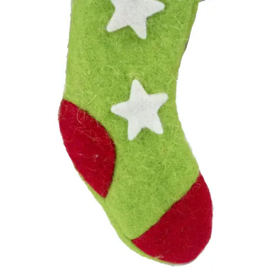 Tii Collections 9.5" Green and Red Stars Felt Christmas Stocking Ornament {3}