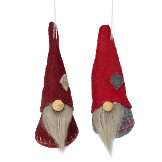 Northlight Santa Christmas Gnomes Ornaments - 4" - Burgundy and Red - Set of 2 {1}