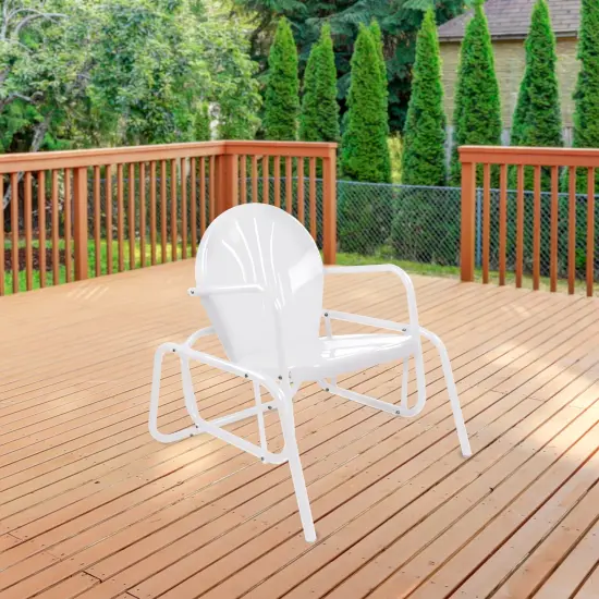 Northlight Outdoor Retro Metal Tulip Glider Patio Chair, White {3}