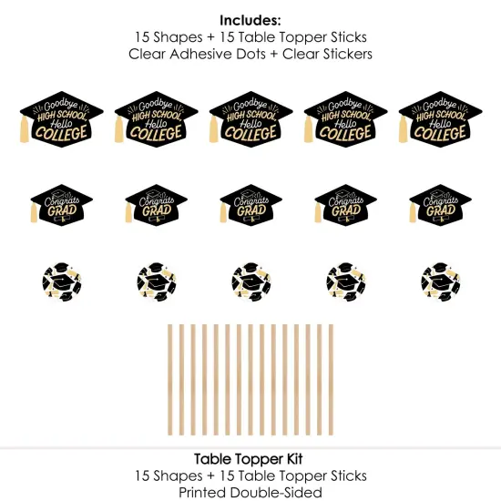 Big Dot of Happiness Hello College - Graduation Party Centerpiece Sticks - Table Toppers - Set of 15 {4}