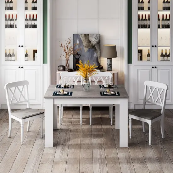 Costway Dining Table 47 Inch Kitchen Dining Table Rectangular for Small Space Dark Gray/Light Gray {2}