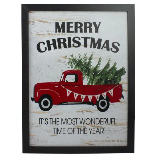 Northlight 16" Lighted Red and Green Merry Christmas Canvas Wall Art {1}