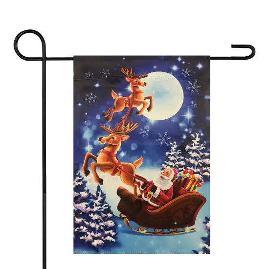 Northlight Sleigh-Riding Santa Christmas Outdoor Garden Flag - 18" x 12.5" Blue {1}