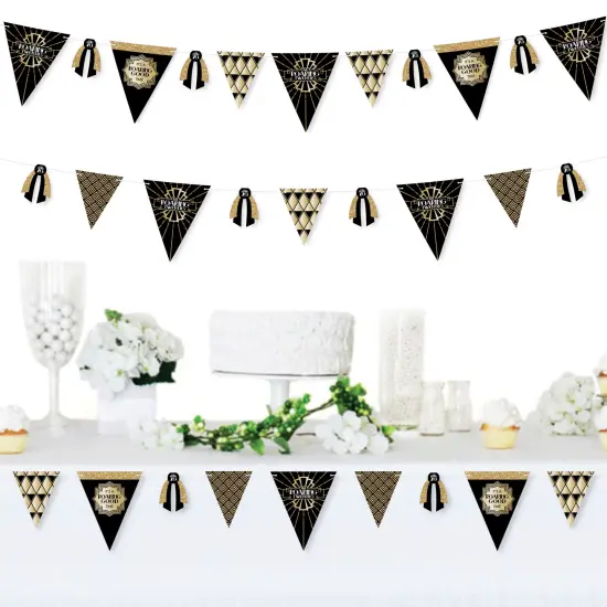 Big Dot of Happiness Roaring 20's - DIY 1920s Art Deco Jazz Party Pennant Garland Decoration - Triangle Banner - 30 Pieces {3}