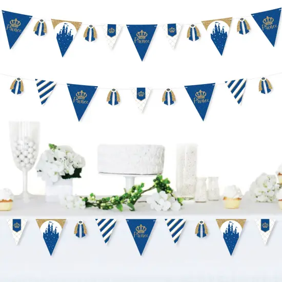 Big Dot of Happiness Royal Prince Charming - DIY Baby Shower or Birthday Party Pennant Garland Decoration - Triangle Banner - 30 Pieces {3}